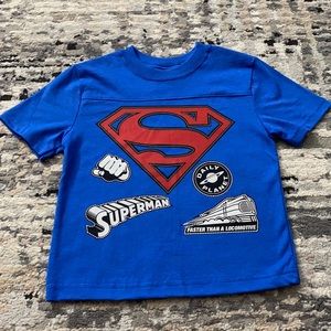 Superman Boy’s Short Sleeve Blue Superhero Shirt Size 4